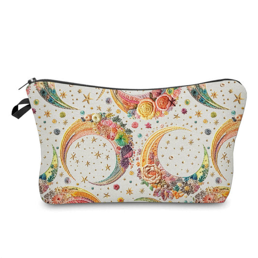 Moon Colorful Faux Embroidery - Water-Resistant Multi-Use Pouch