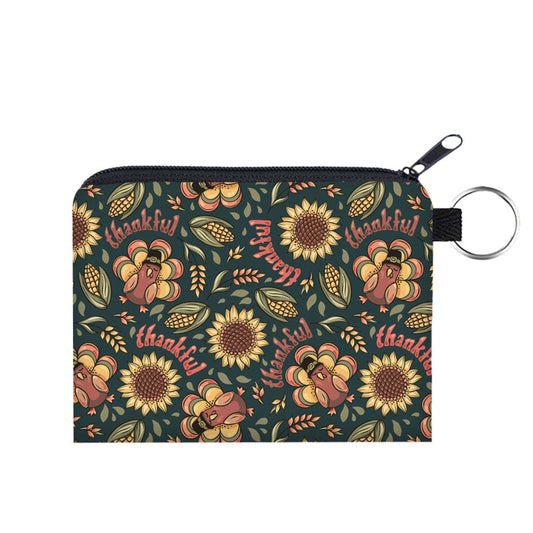 Thankful Turkey - Water-Resistant Mini Pouch w/ Keyring