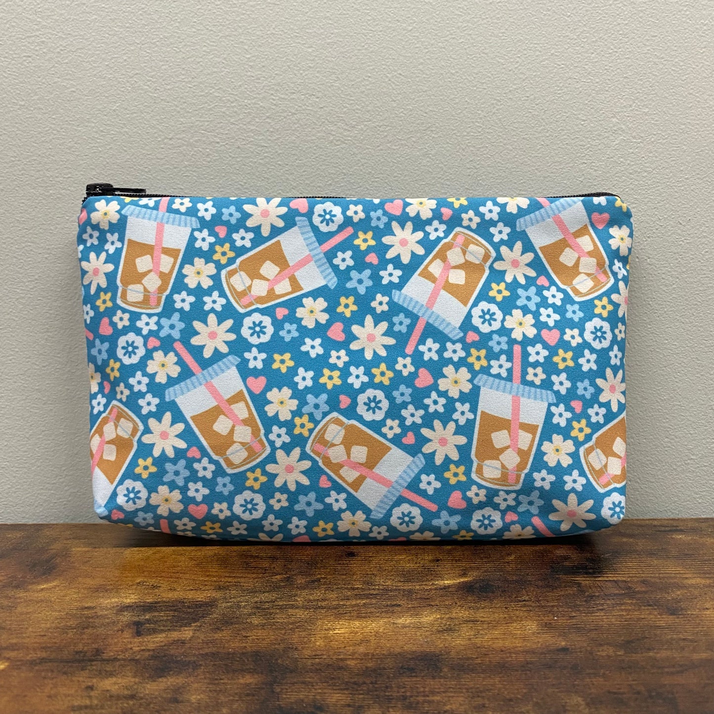 Coffee Blue Floral - Water-Resistant Multi-Use Pouch