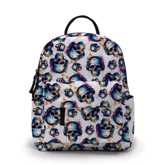 Skull Headphone Rainbow - Water-Resistant Mini Backpack