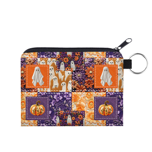 Halloween Patchwork - Water-Resistant Mini Pouch w/ Keyring