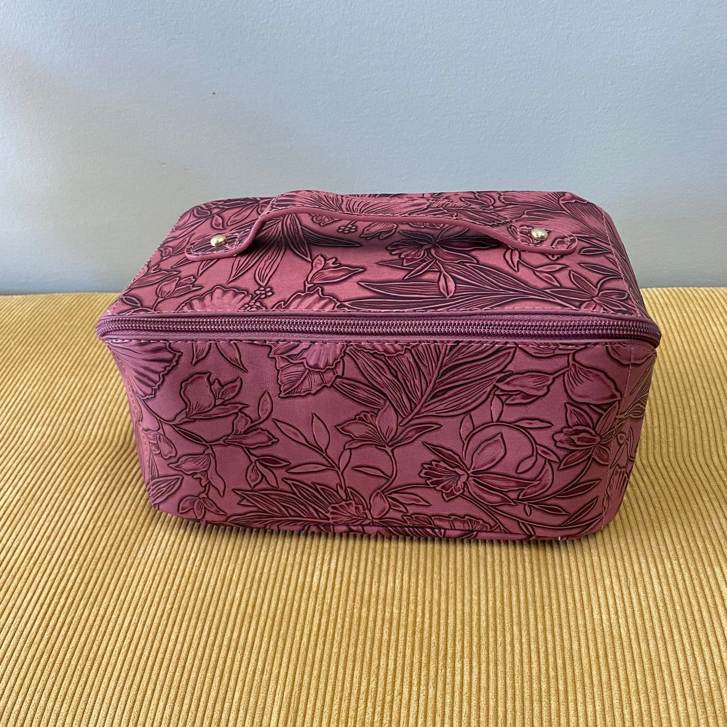 Oversized Lay Flat Cosmetic Bag - Embossed Flora