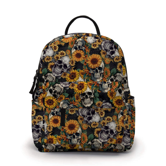 Sunflower & Skulls - Water-Resistant Mini Backpack