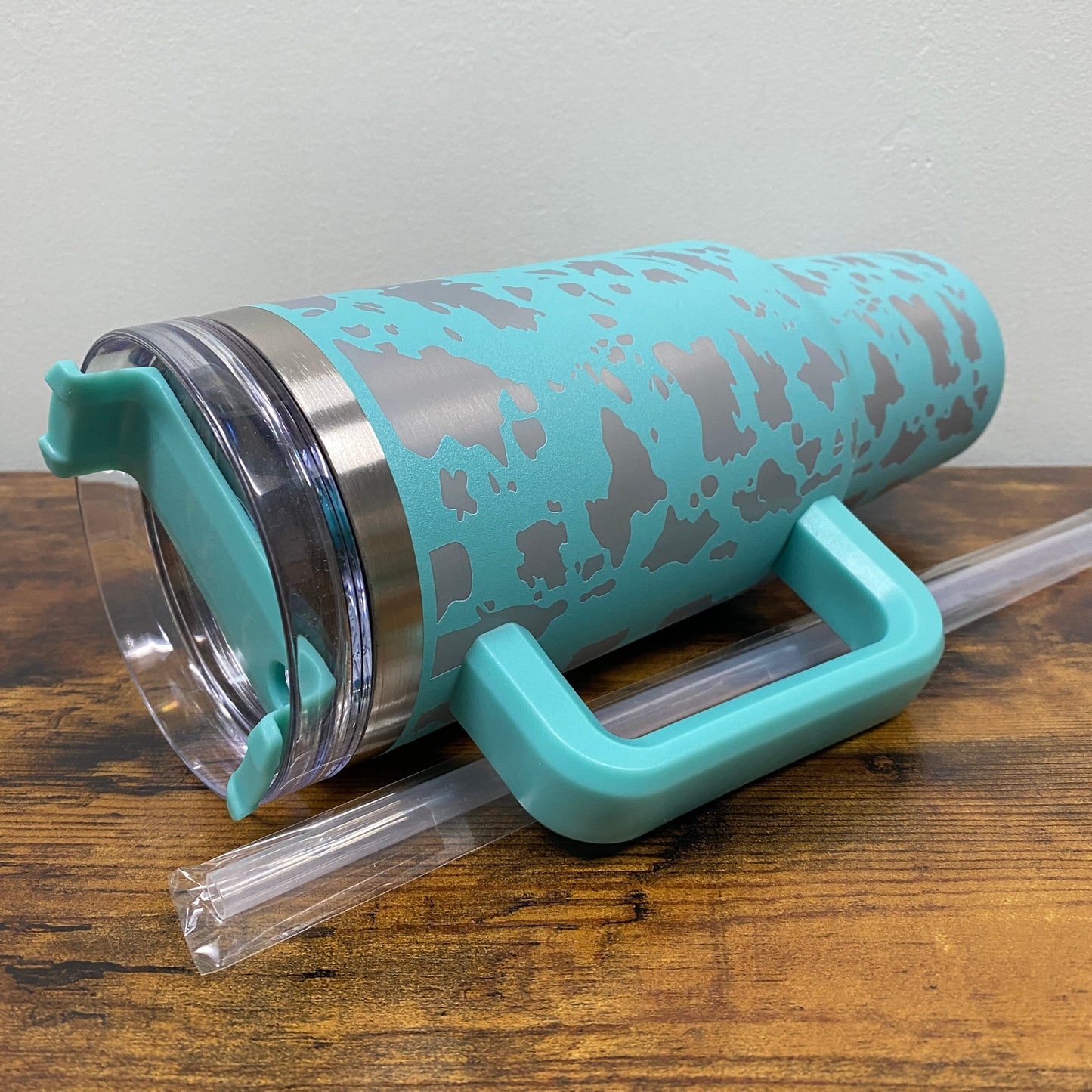 Tumbler 40oz - Etched Cow - Teal
