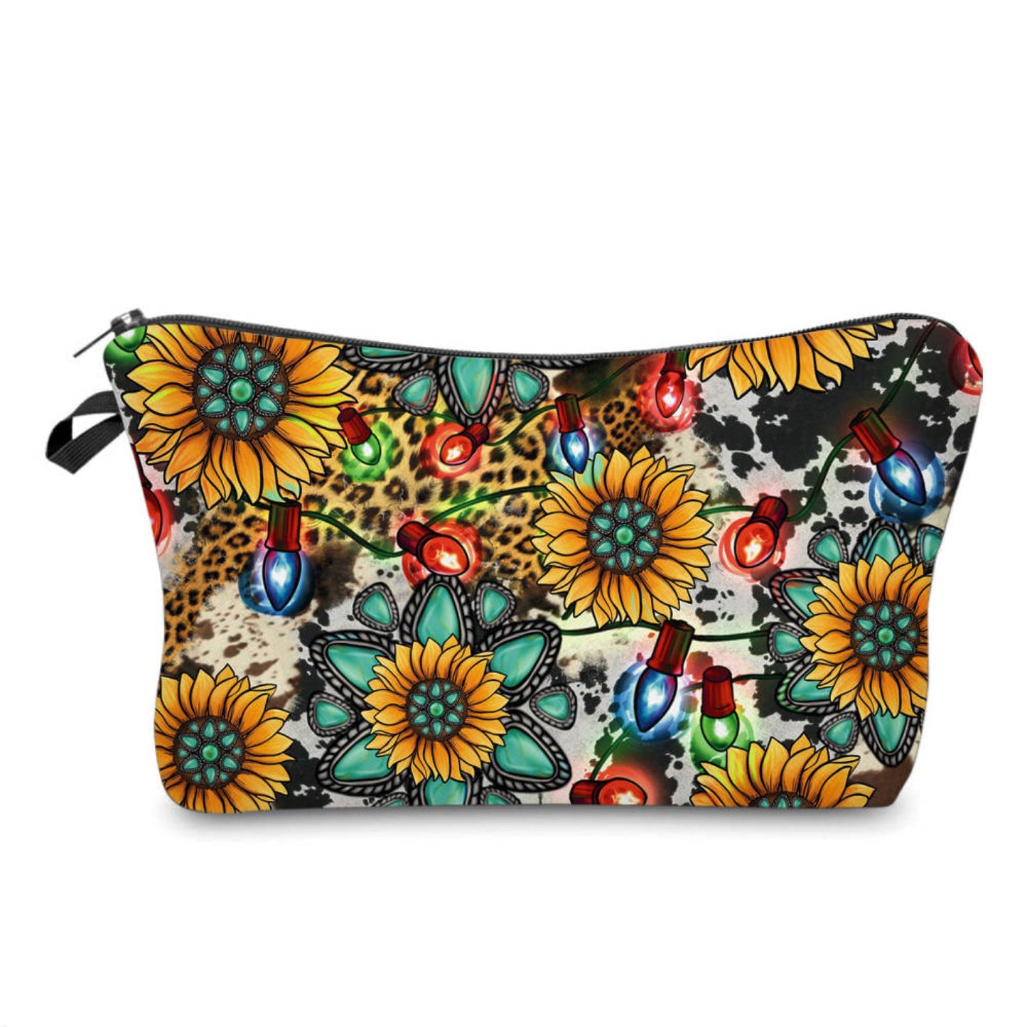 Turquoise Sunflower with Lights - Water-Resistant Multi-Use Pouch