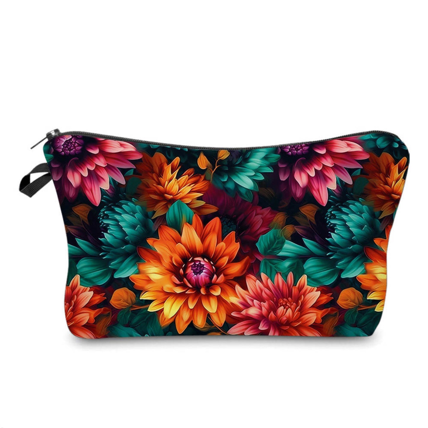 Floral Orange Teal Pink - Water-Resistant Multi-Use Pouch
