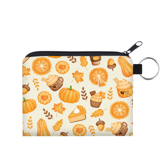 Fall Pumpkin Pie Spice - Water-Resistant Mini Pouch w/ Keyring