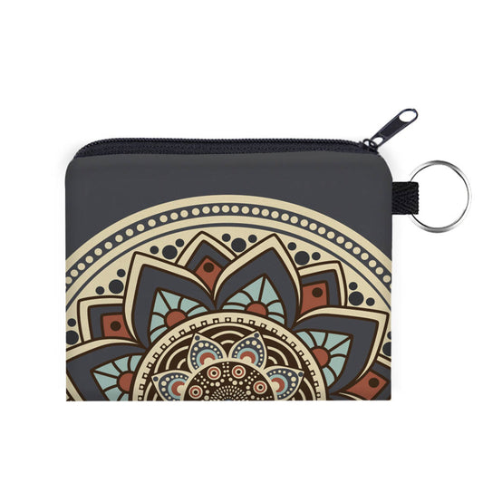 Mandala Grey - Water-Resistant Mini Pouch w/ Keyring