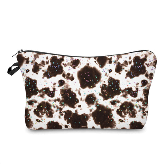 Cow Brown Glitter Stars - Water-Resistant Multi-Use Pouch