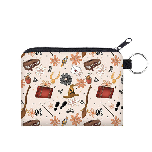 Magic Floral Suitcase - Water-Resistant Mini Pouch w/ Keyring