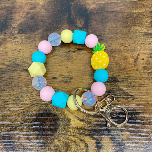 Silicone Bracelet Keychain - Pineapple