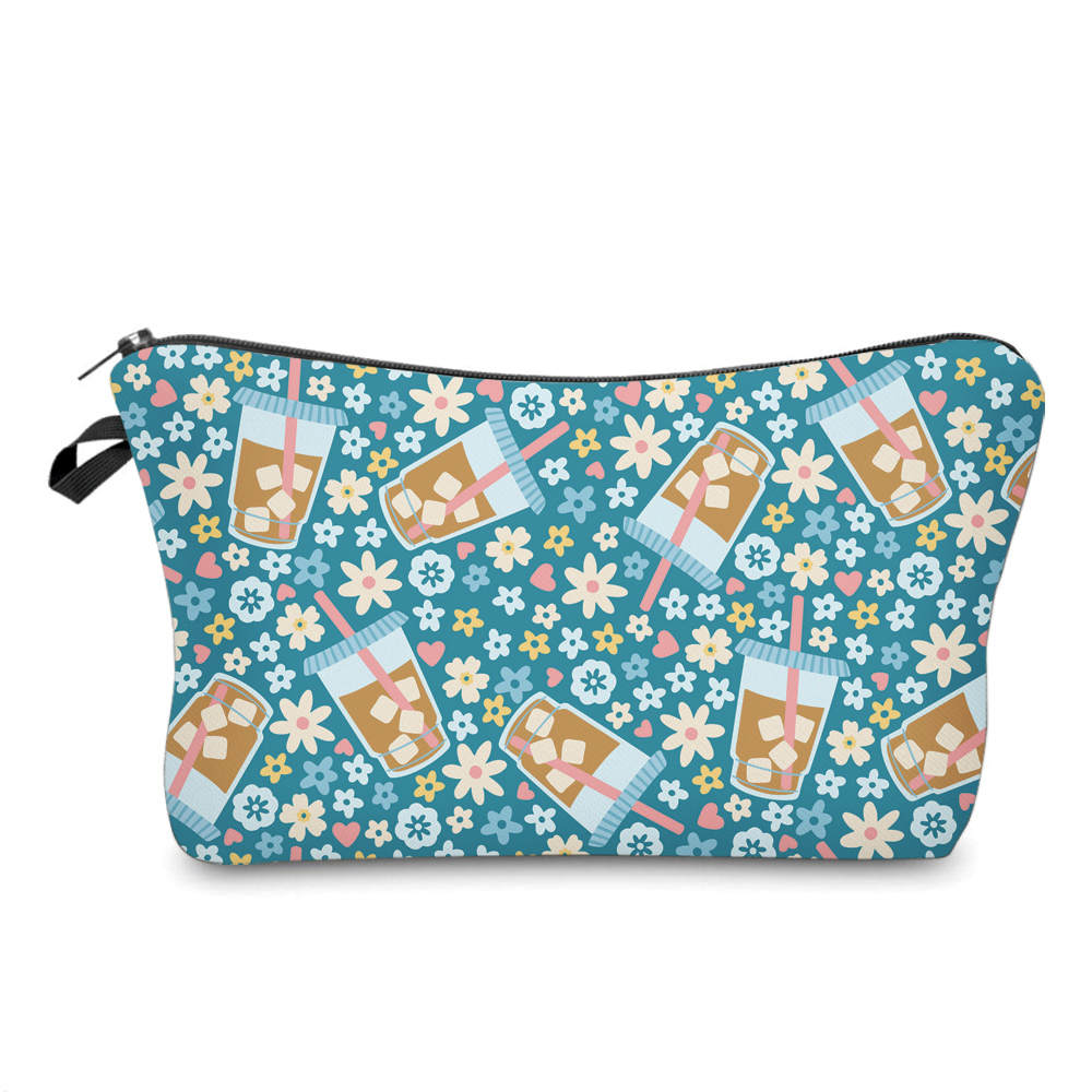 Coffee Blue Floral - Water-Resistant Multi-Use Pouch