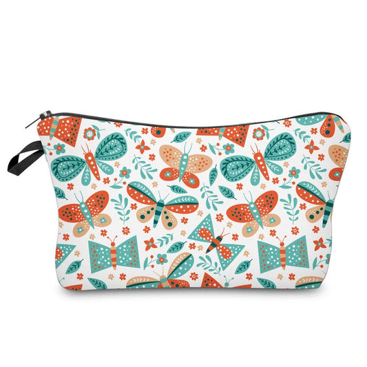 Butterfly Orange & Teal - Water-Resistant Multi-Use Pouch