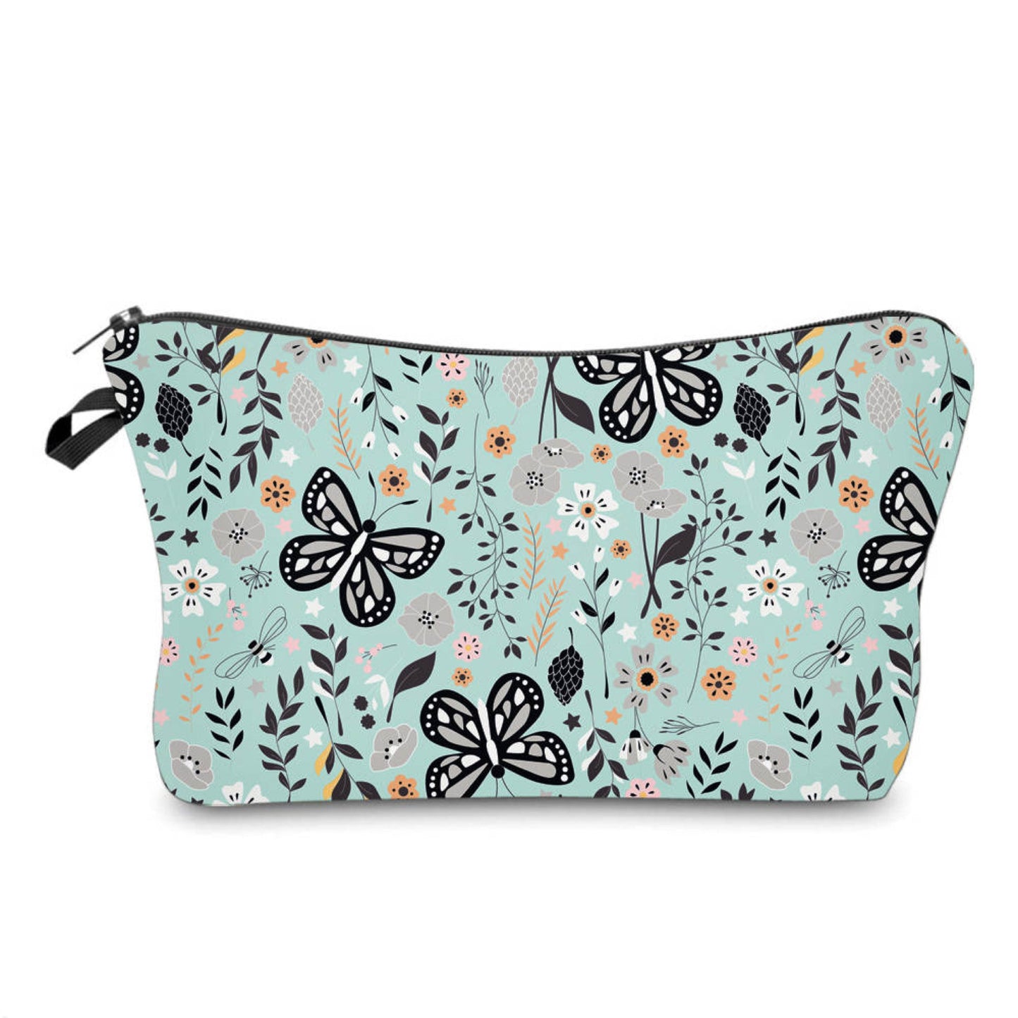Butterfly Grey Vines Mint - Water-Resistant Multi-Use Pouch