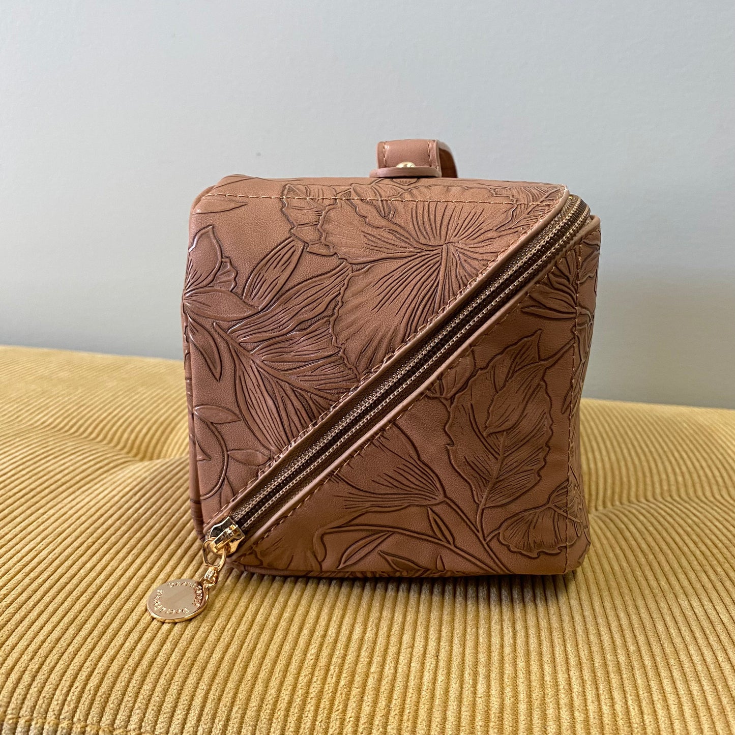 Oversized Lay Flat Cosmetic Bag - Embossed Flora