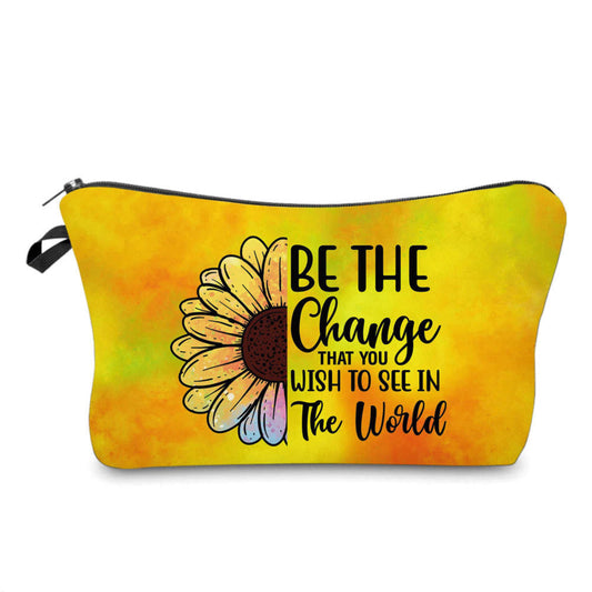 Sunflower Be The Change  - Water-Resistant Multi-Use Pouch