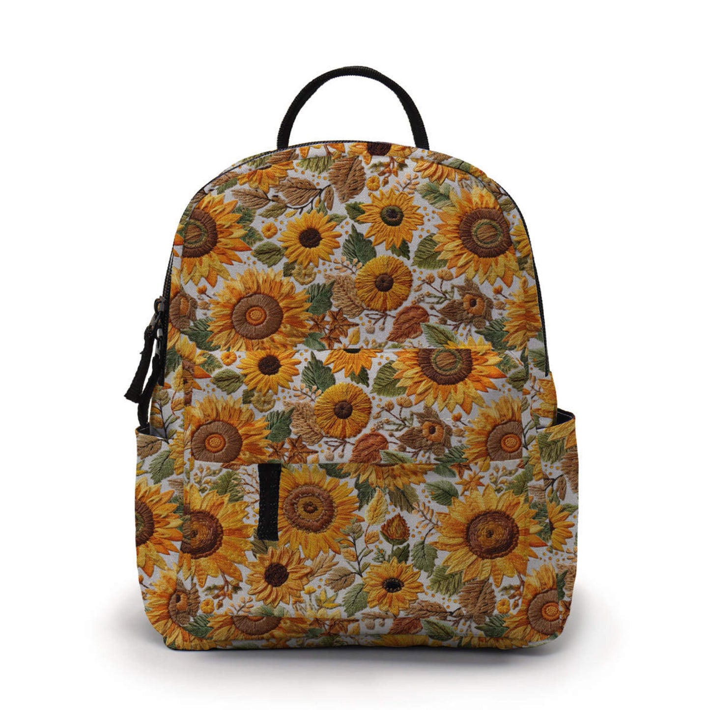 Sunflower Faux Embroidery - Water-Resistant Mini Backpack