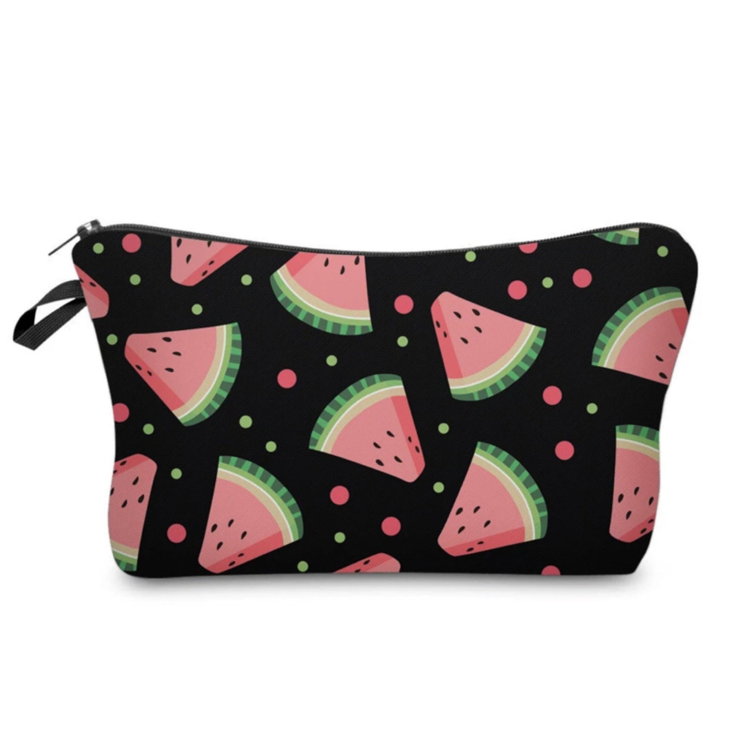 Watermelon Slices On Black - Water-Resistant Multi-Use Pouch