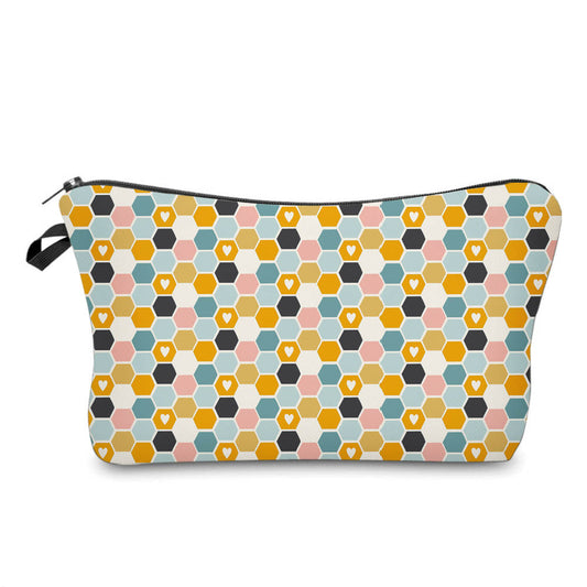 Bee Honeycomb Hearts - Water-Resistant Multi-Use Pouch