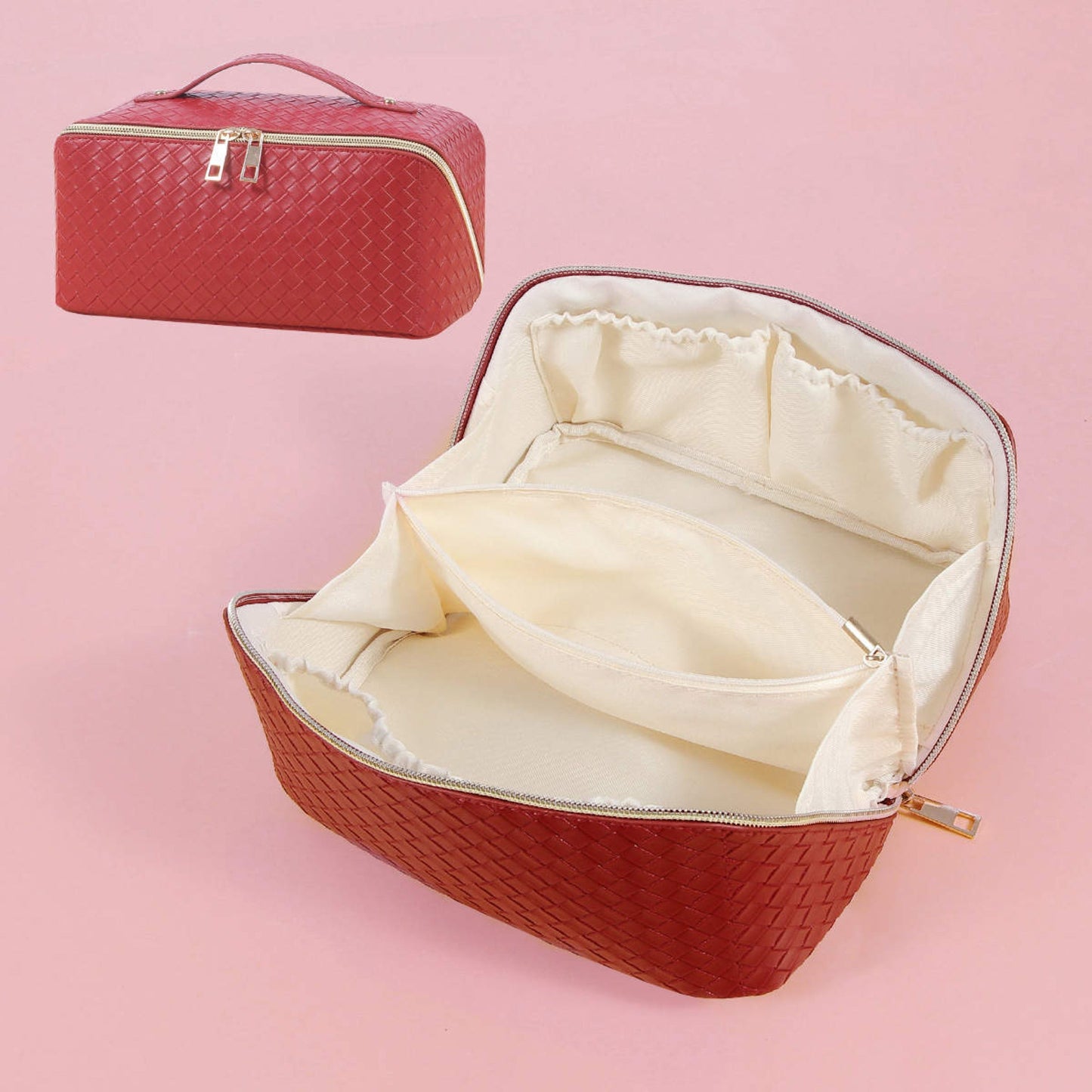 Oversized Lay Flat Cosmetic Bag - Woven Solids - PREORDER 5/14-5/16