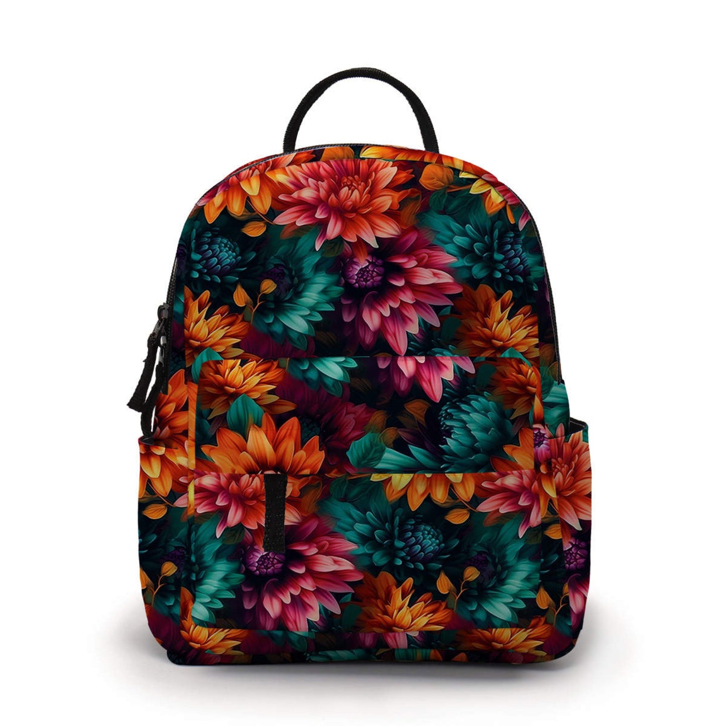 Floral Orange Teal Pink - Water-Resistant Mini Backpack