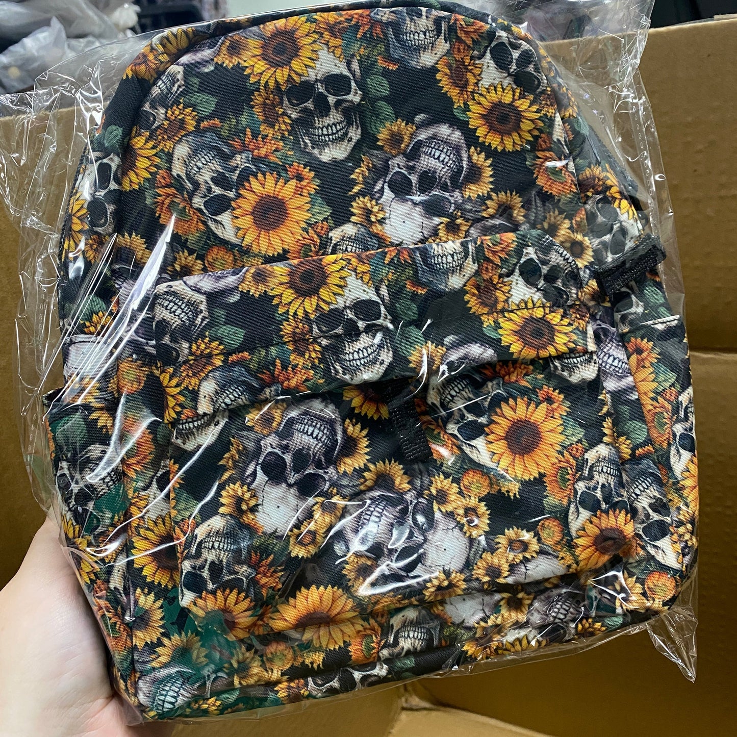 Sunflower & Skulls - Water-Resistant Mini Backpack