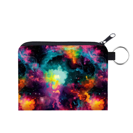 Galaxy Orange Pink Green - Water-Resistant Mini Pouch w/ Keyring