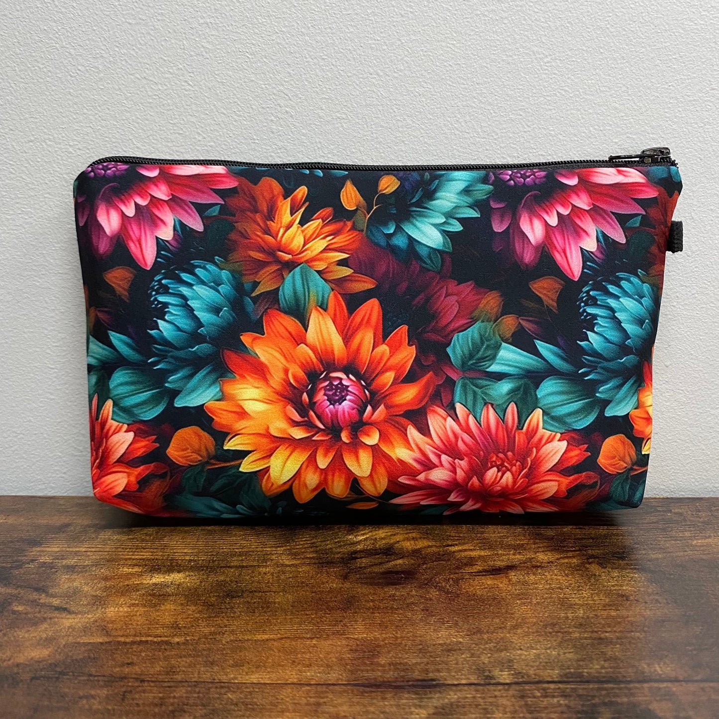 Floral Orange Teal Pink - Water-Resistant Multi-Use Pouch