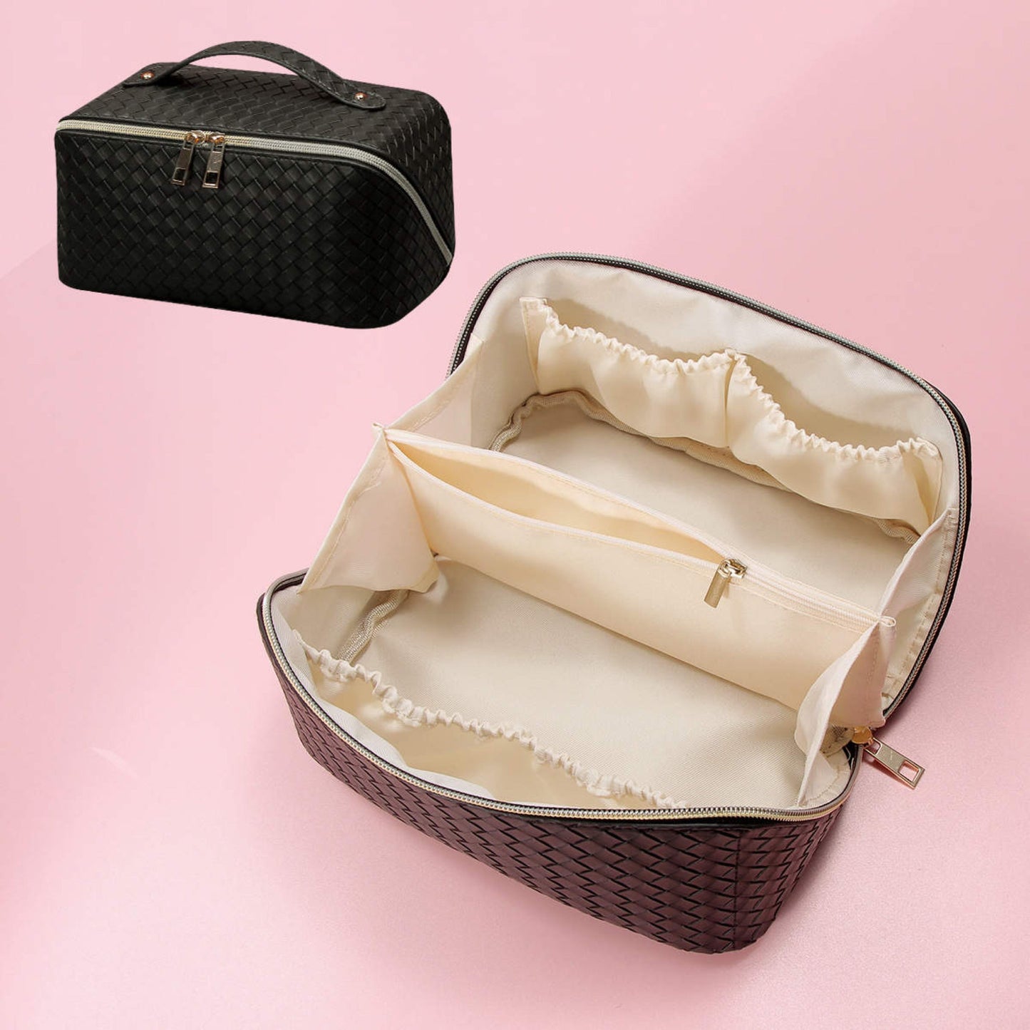 Oversized Lay Flat Cosmetic Bag - Woven Solids - PREORDER 5/14-5/16