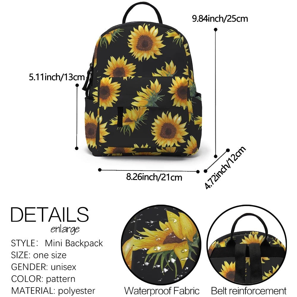 Sunflower with Stem - Water-Resistant Mini Backpack