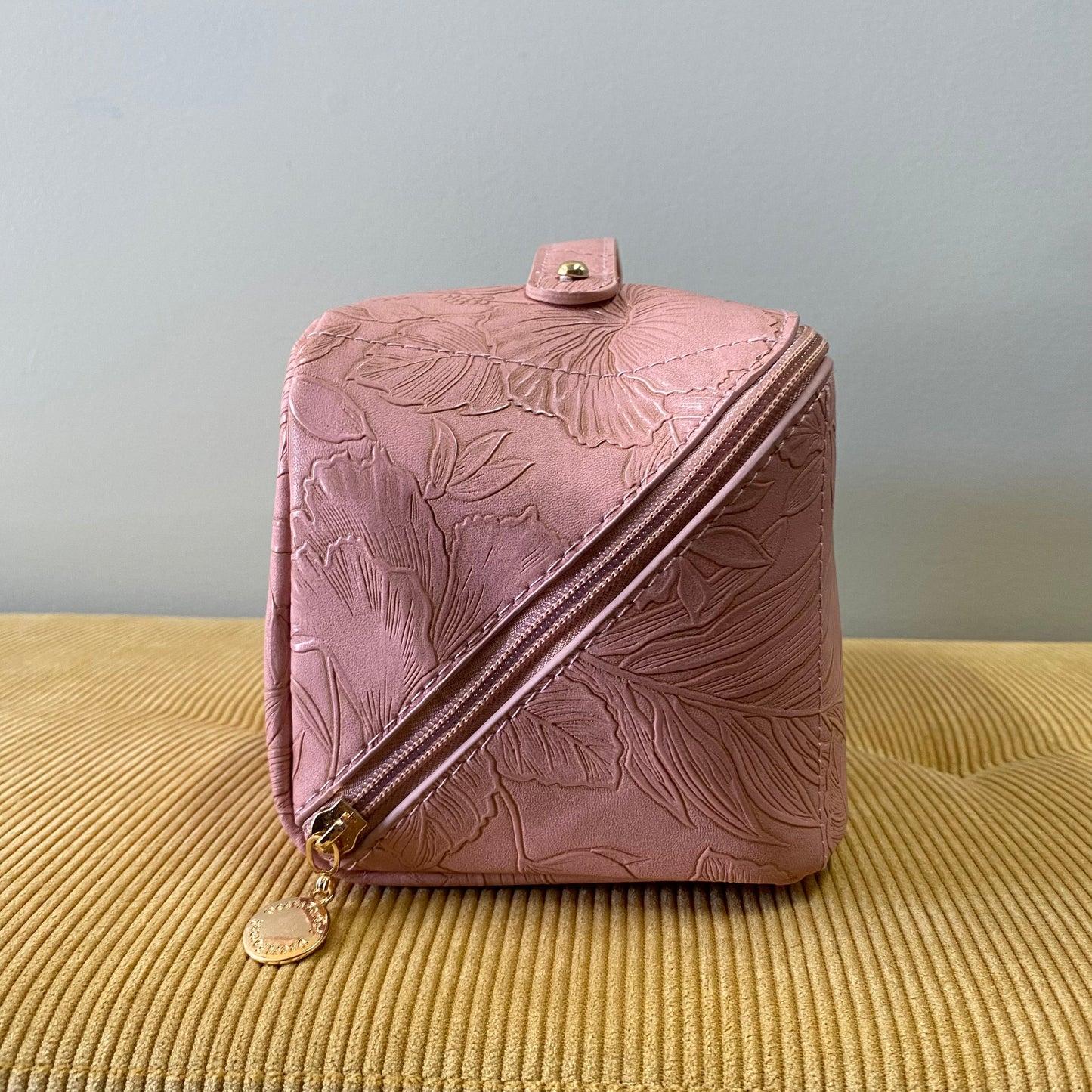 Oversized Lay Flat Cosmetic Bag - Embossed Flora