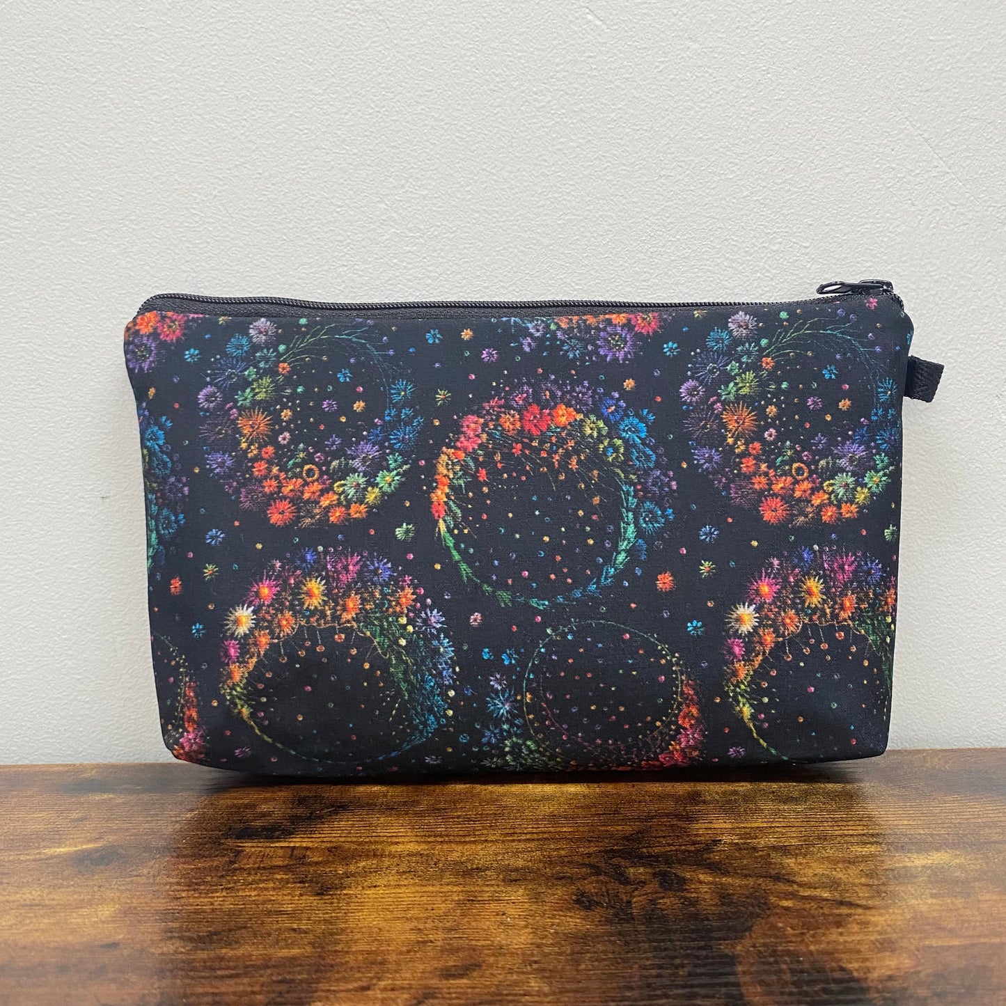 Moon Faux Embroidery on Black - Water-Resistant Multi-Use Pouch