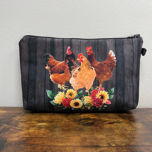 Chickens & Sunflowers - Water-Resistant Multi-Use Pouch