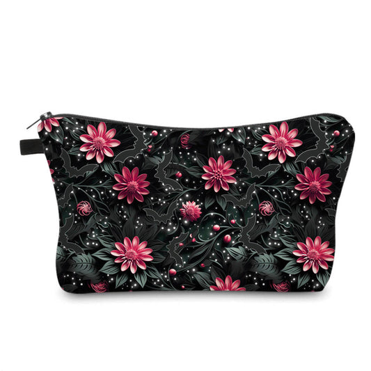 Black Floral Bats - Water-Resistant Multi-Use Pouch