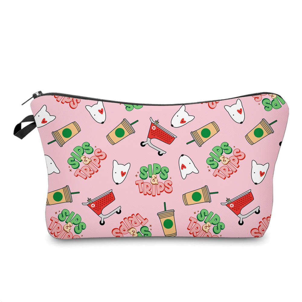 Sips & Trips Pink All Over - Water-Resistant Multi-Use Pouch