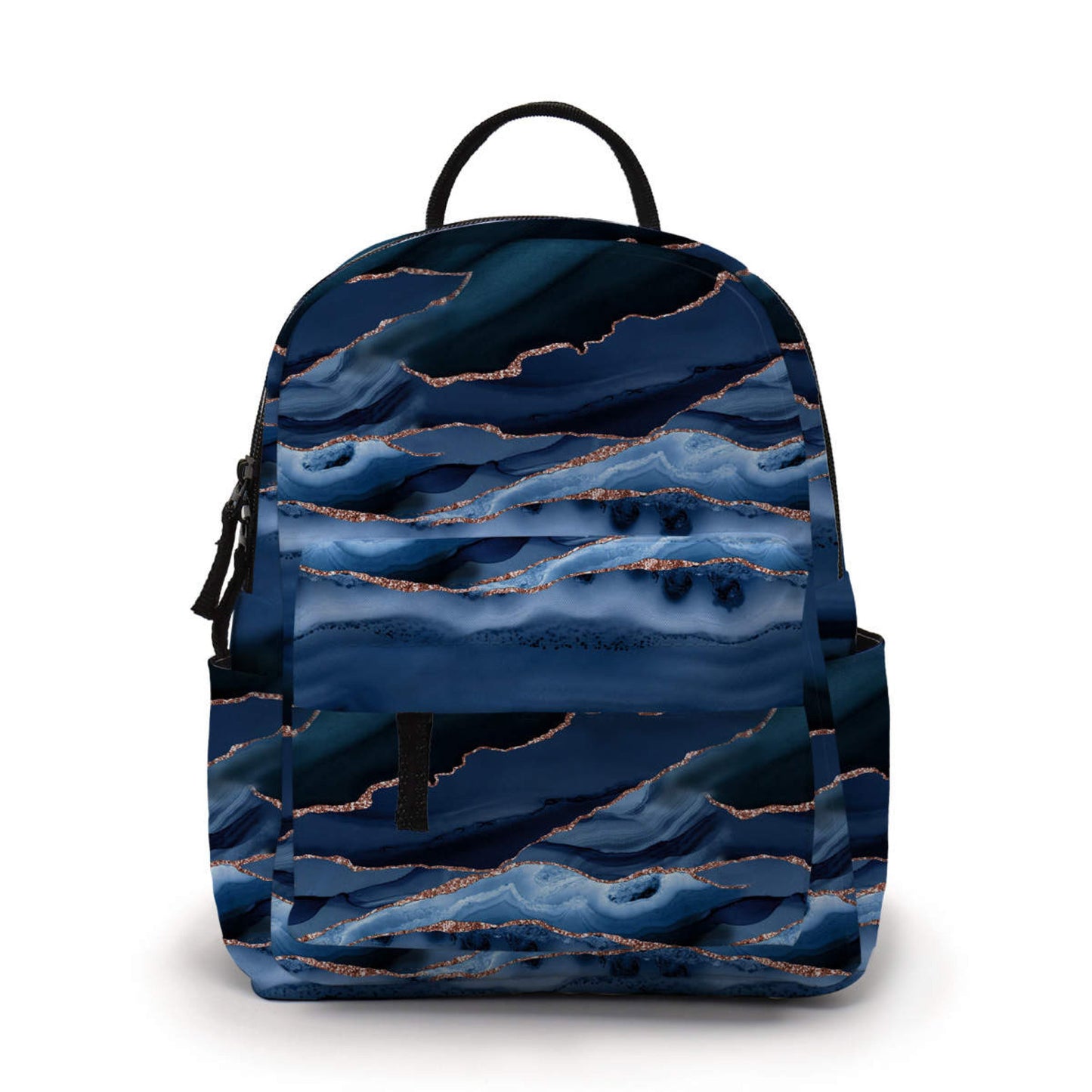 Marble Deep Blue Glitter - Water-Resistant Mini Backpack