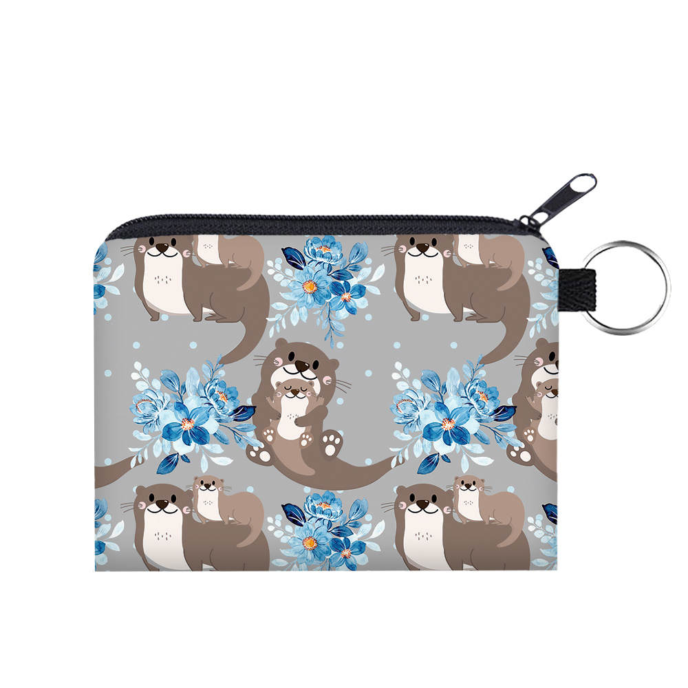 Otter Blue Floral - Water-Resistant Mini Pouch w/ Keyring