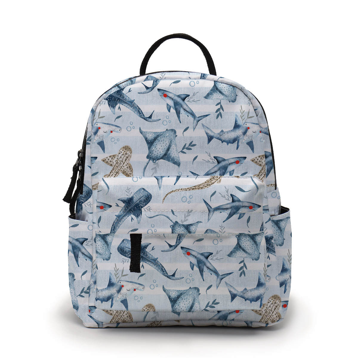 Ocean Blue Stripe Stingray Shark - Water-Resistant Mini Backpack