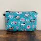 Horse Floral Mint - Water-Resistant Multi-Use Pouch