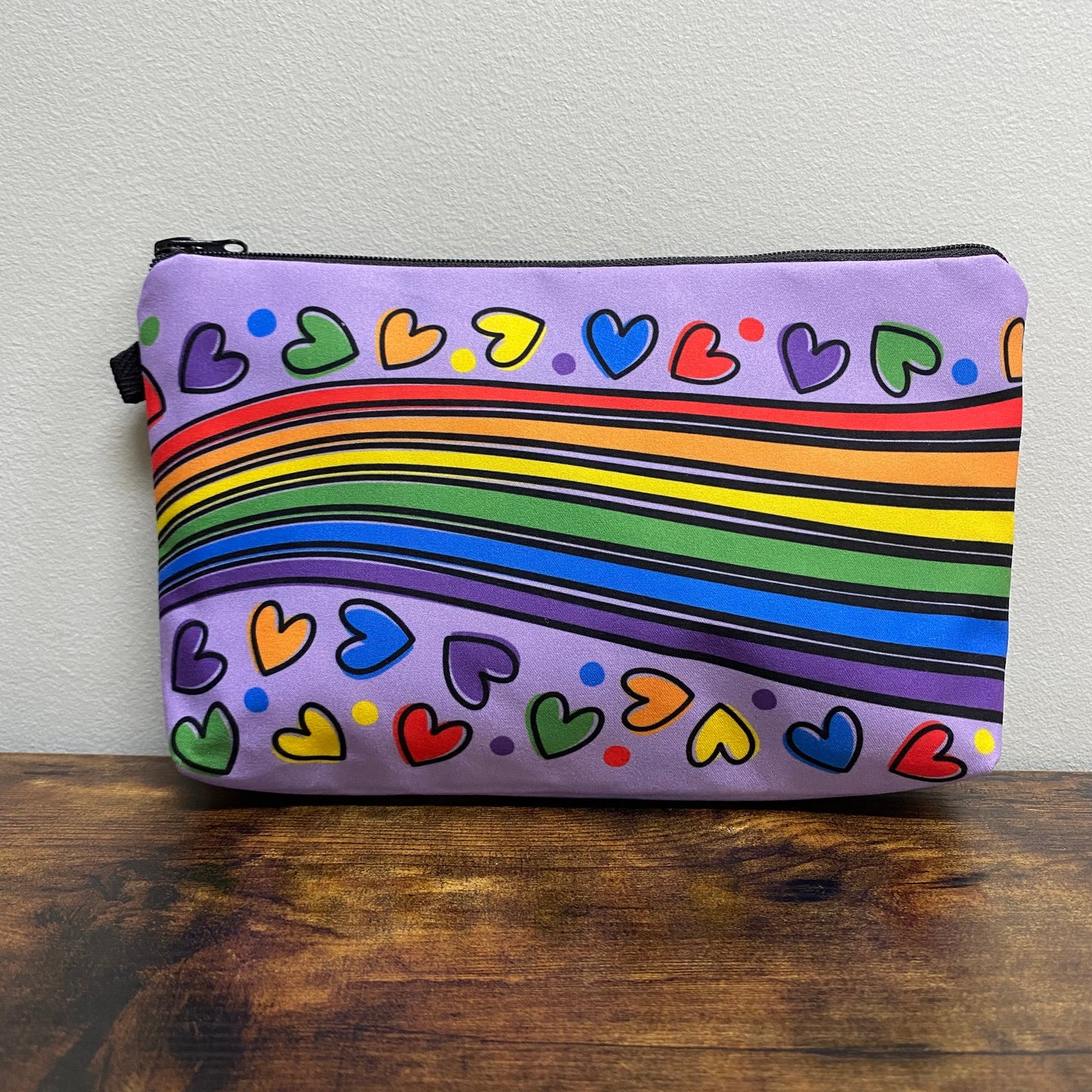 Hearts Rainbow Purple - Water-Resistant Multi-Use Pouch