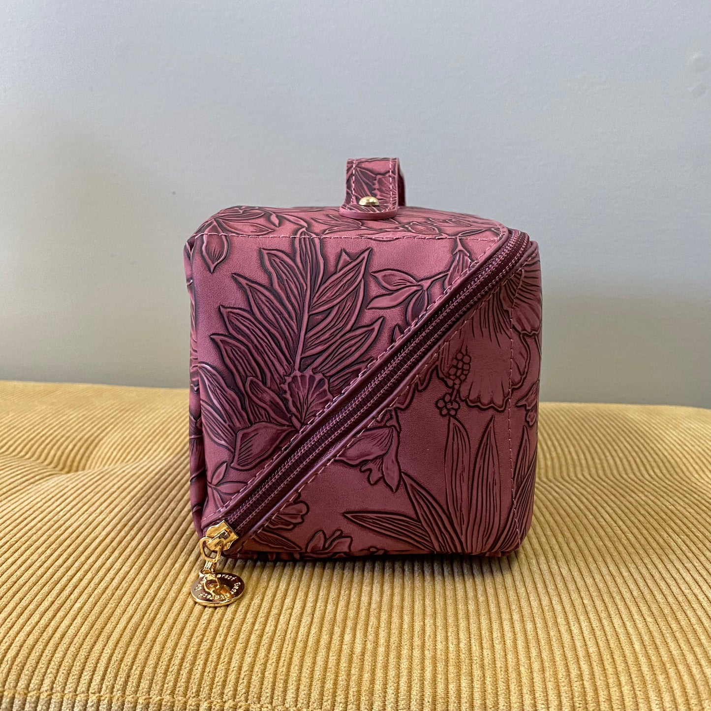 Oversized Lay Flat Cosmetic Bag - Embossed Flora