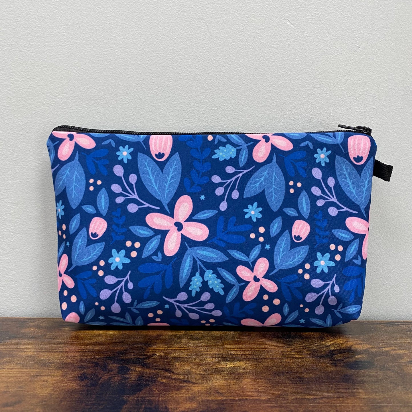 Floral Navy Blue Pink - Water-Resistant Multi-Use Pouch