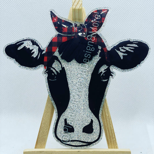 5” Cow with Buffalo Plaid Bandana