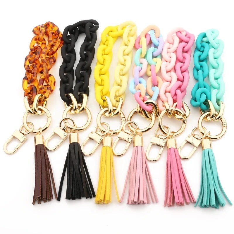 Link Bracelet Keychain with Tassel