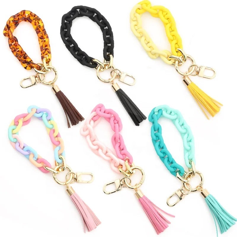 Link Bracelet Keychain with Tassel