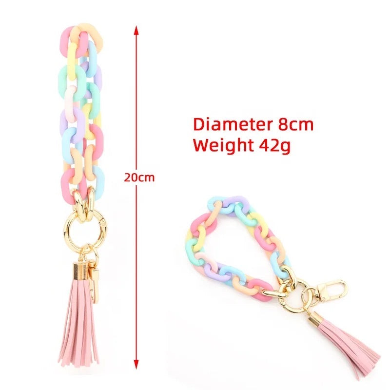 Link Bracelet Keychain with Tassel