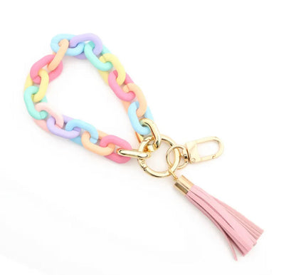 Link Bracelet Keychain with Tassel