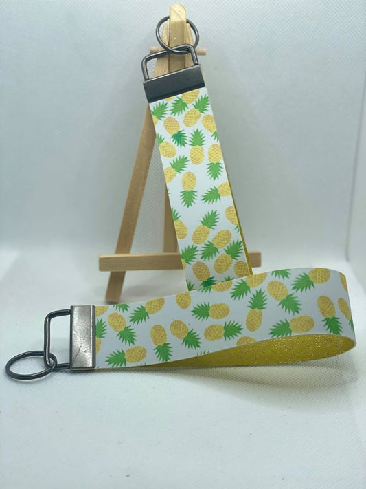 Pineapple Faux Leather Wristlet Keychain