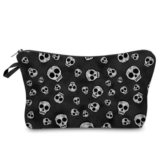 Skulls on Black Background - Water-Resistant Multi-Use Pouch