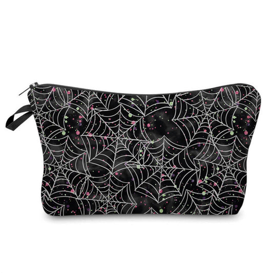 Spider Web Splatter on Black - Water-Resistant Multi-Use Pouch